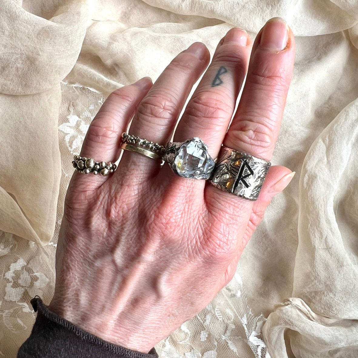 Herkimer Diamond ring unique piece