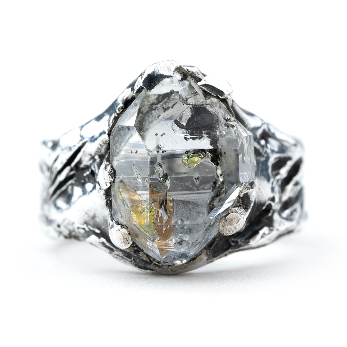 Herkimer diamond ring nique piece