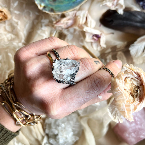 Herkimer Diamond Ring - Unique Piece -