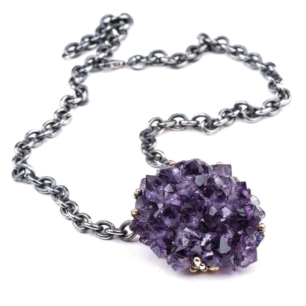 Druzy Necklace with Top Quality Amethyst - Unique Piece - Giardinoblu Jewellery Milan
