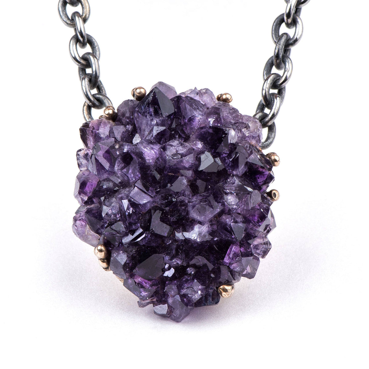 Druzy Necklace with Top Quality Amethyst - Unique Piece - Giardinoblu Jewellery Milan