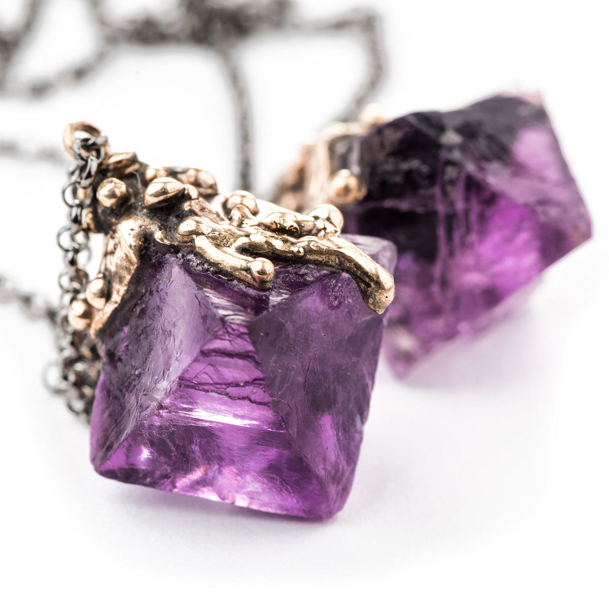 Purple Fluorite Crystal Necklace - One of a Kind - Giardinoblu Jewellery Milan