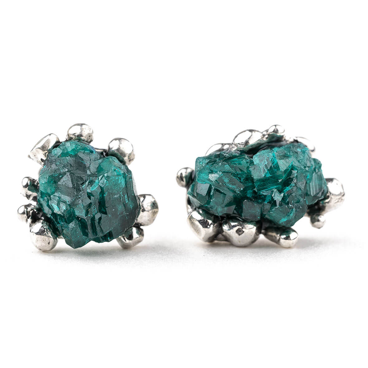 Dioptase Sterling Silver Earrings | Giardinoblu Healing Jewelry
