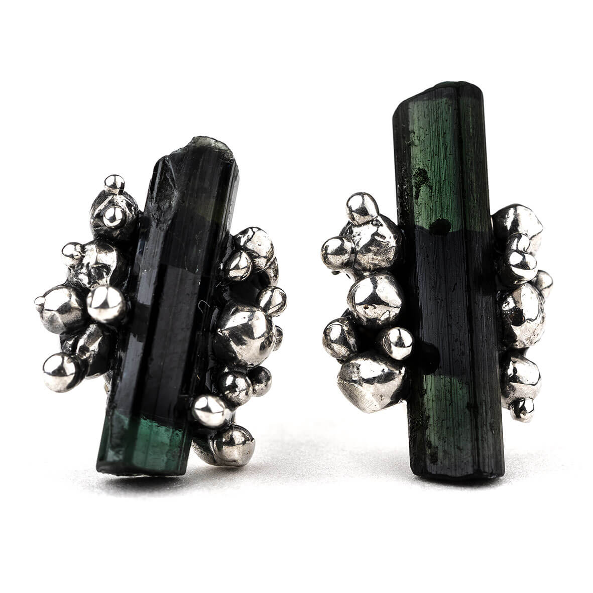 Green Tourmaline Sterling Silver Earrings - One of a Kind