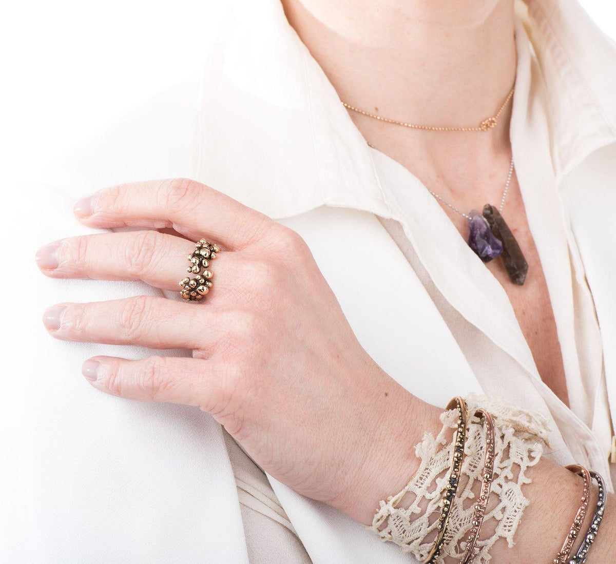 Antique Bronze Frizzy Bubbles Ring - Giardinoblu Jewellery Milan