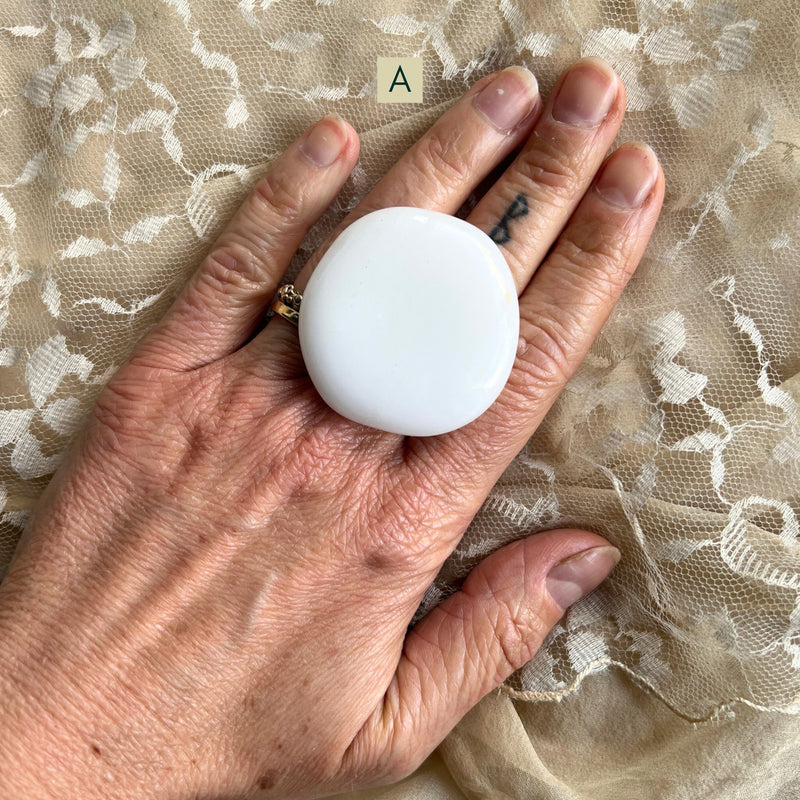 White Jade Statement Ring - Made to Order