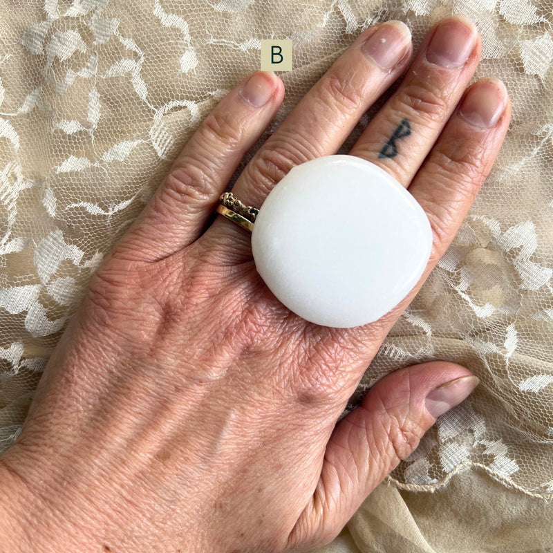 White Jade Statement Ring - Made to Order