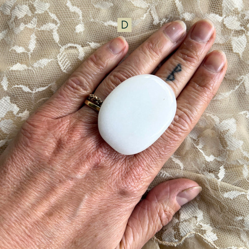 White Jade Statement Ring - Made to Order