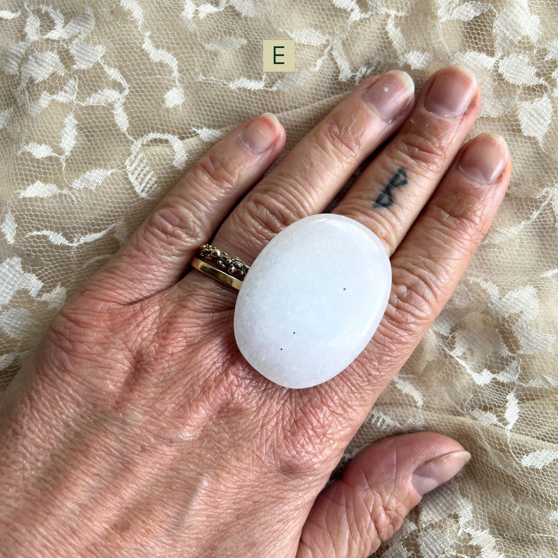 White Jade Statement Ring - Made to Order