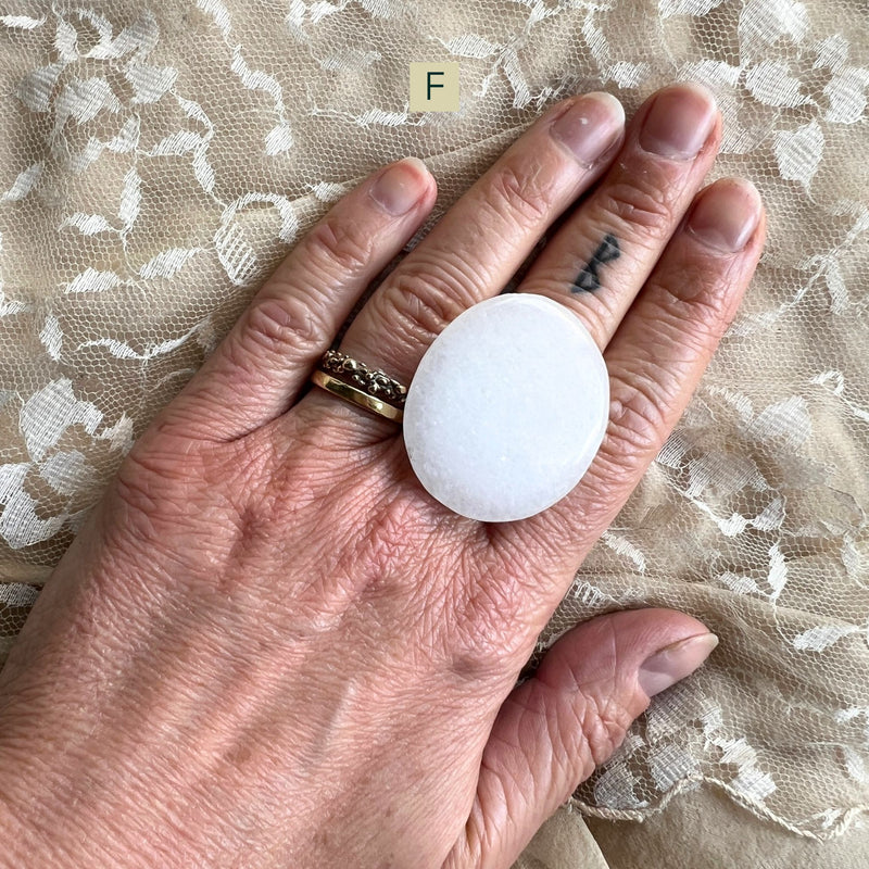 White Jade Statement Ring - Made to Order
