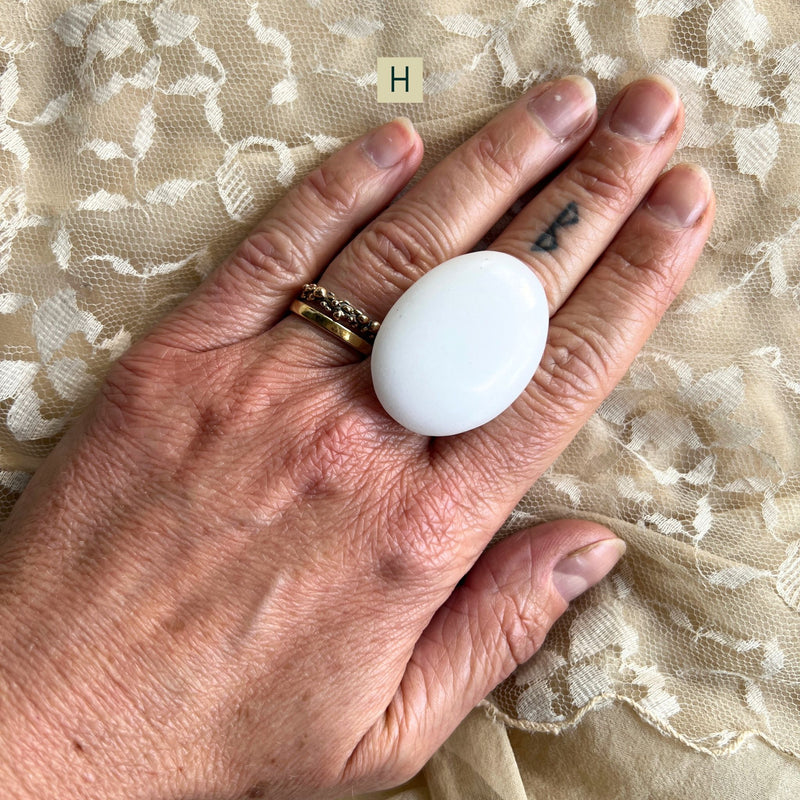 White Jade Statement Ring - Made to Order
