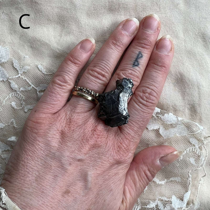 Silver Shungite (Elite Shungite) Statement Ring - One of a Kind