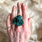 Dioptase Statement Ring - Unique Piece