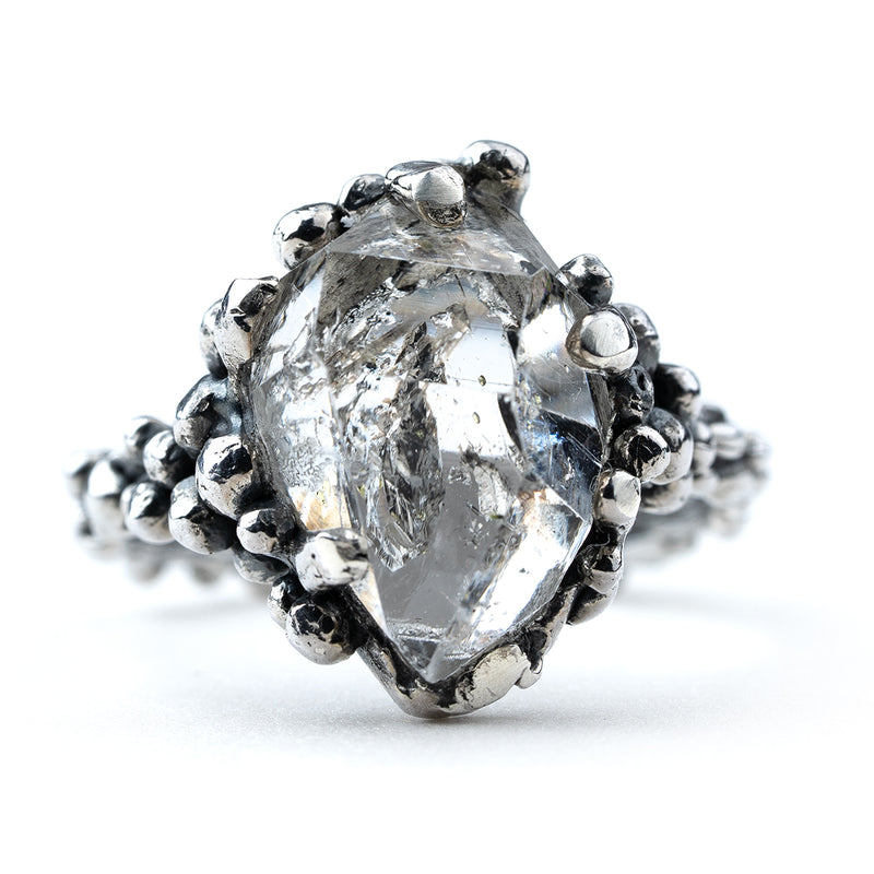 Herkimer Diamond Band Ring - Unique Piece -
