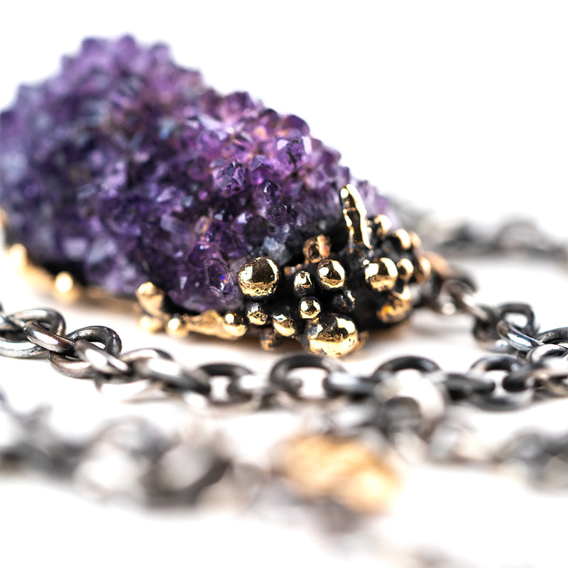 Druzy Amethyst statement necklace