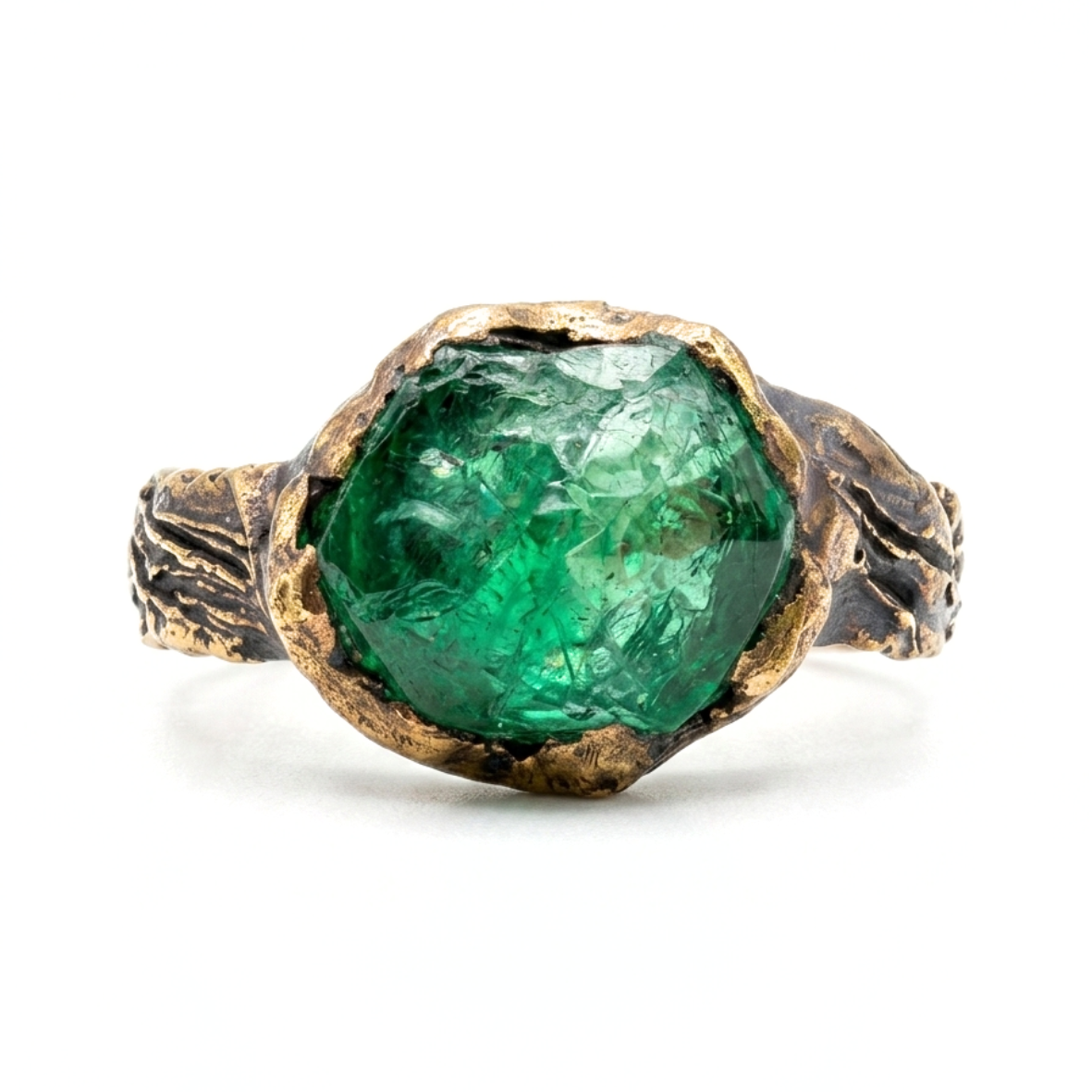 Raw Emerald Band Ring - Made on Order -