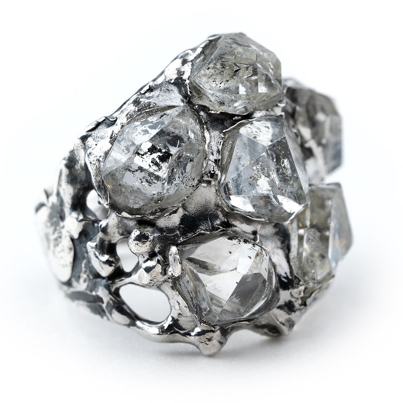 Artemis Herkimer Diamond Ring - Unique Piece -