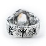 Herkimer diamond ring with engraved runes 