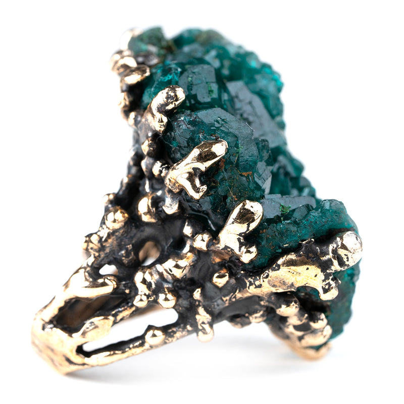 Dioptase Statement Ring - Unique Piece