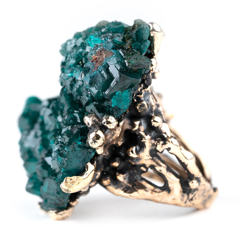 Dioptase Statement Ring - Unique Piece