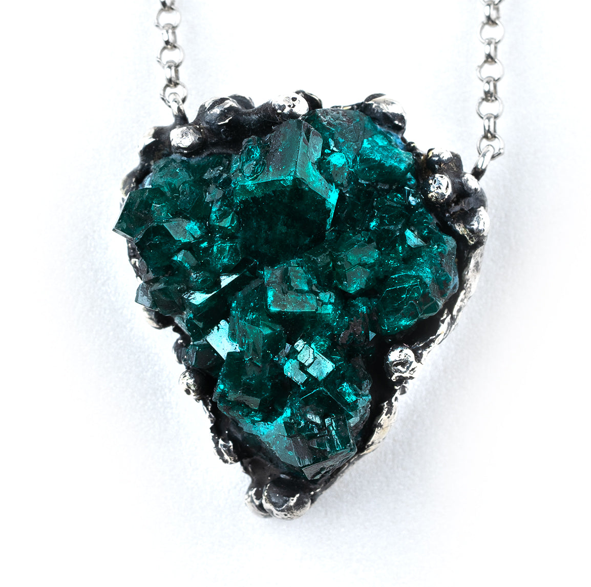 Dioptase Druzy Necklace - Unique Piece -