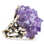 Amethyst Druzy Ring - Unique Piece Statement - Giardinoblu Jewellery Milan