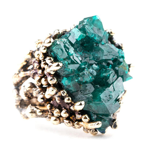 Dioptase Statement Ring - Unique Piece