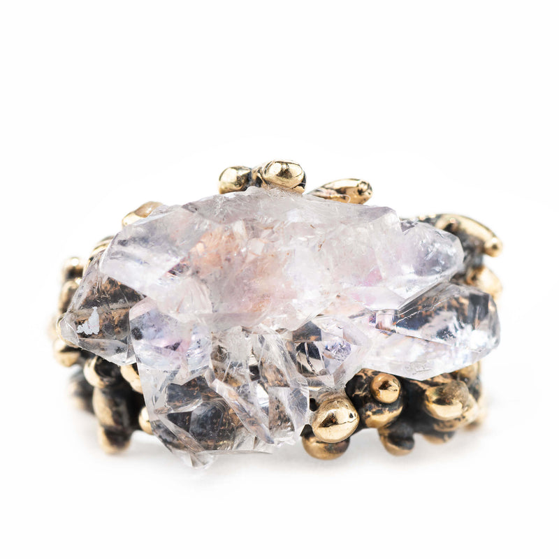 Elestial Rose Quartz Ring - Unique Piece - Giardinoblu Jewellery Milan