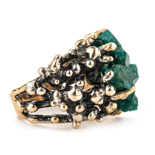 Dioptase Statement Ring - Unique piece - Giardinoblu Jewellery Milan