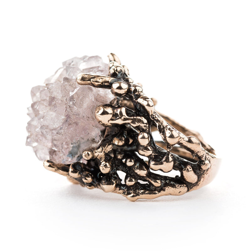 Elestial Rose Quartz Ring - One of a Kind - Giardinoblu Jewellery Milan