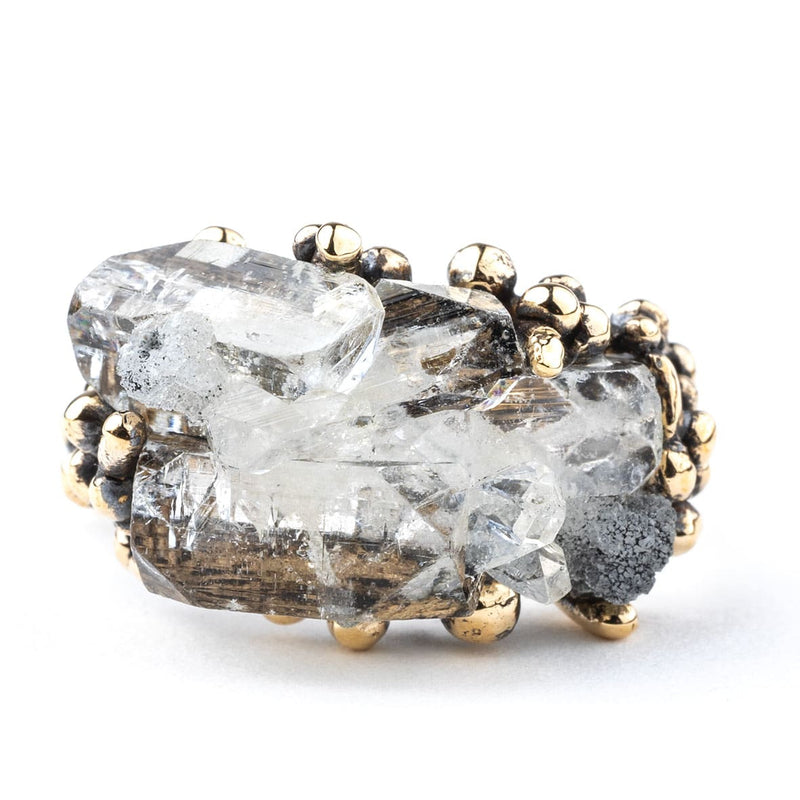 Apophyllite Quartz Band Ring - Unique Piece