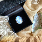 Rainbow Moonstone Ring (White Labradorite) - One of a Kind -