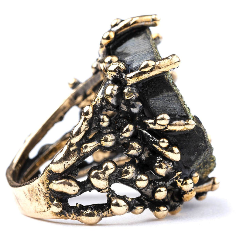 Rainbow Pyrite Ring - Gemstone healing jewelry by Giardinoblu