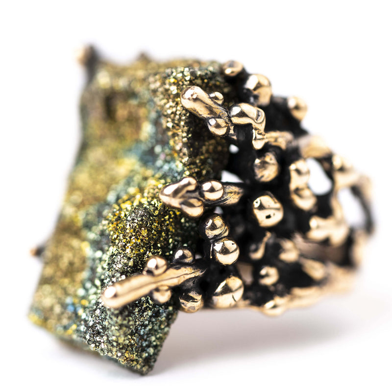 Rainbow Pyrite Ring - One of a kind