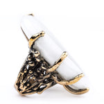 White Jade Statement Ring - Gemstone Jewelry for Healing and Chakra balance