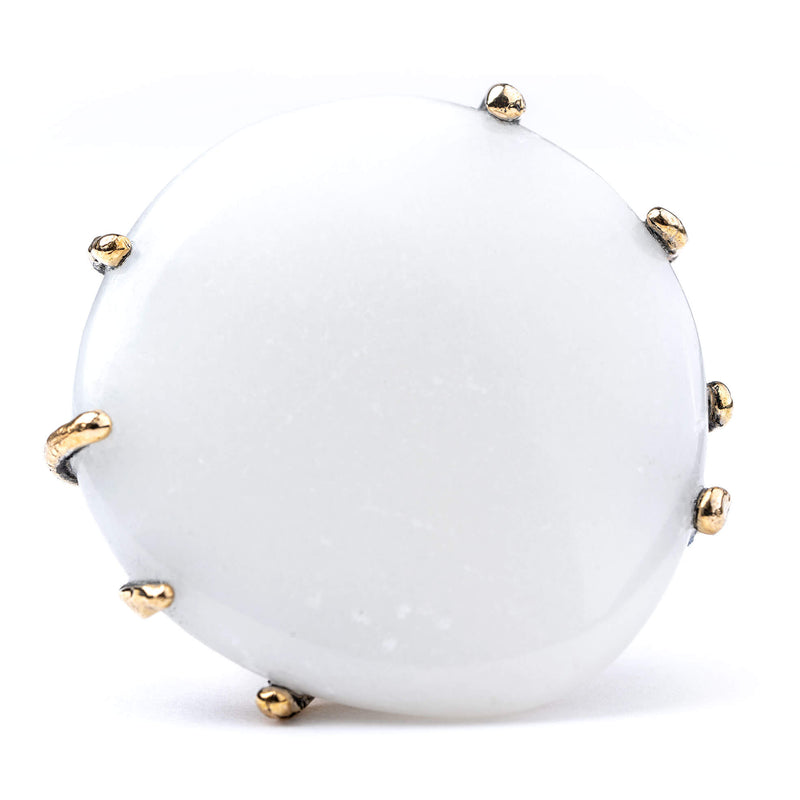 White Jade Statement Ring - Gemstone Jewelry for Healing and Chakra balance