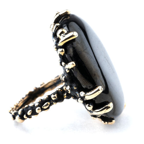 Statement Ring with Jet Stone - One of a Kind