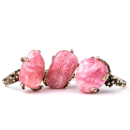 Rhodochrosite Ring - One Of a Kind - Giardinoblu crystal healing jewelry