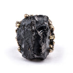 Silver Shungite Statement Ring - One of a Kind - Giardinoblu Jewellery Milan