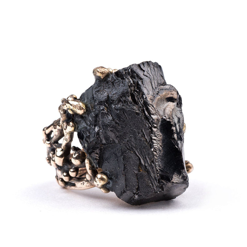 Silver Shungite Statement Ring - One of a Kind - Giardinoblu Jewellery Milan