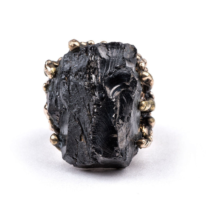 Silver Shungite Statement Ring - One of a Kind - Giardinoblu Jewellery Milan