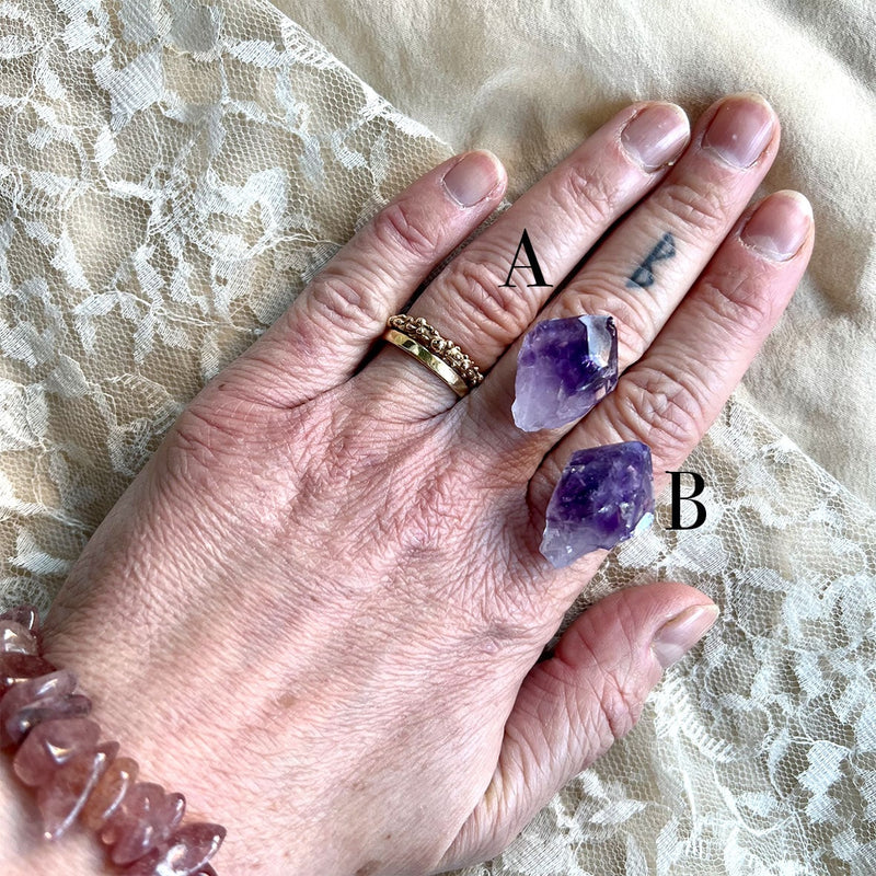 Raw Tip Amethyst Ring - One of a Kind Statement