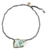Raw Aquamarine Statement Necklace - one of a kind for man and women - Giardinoblu Jewellery Milan