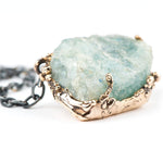 Raw Aquamarine Statement Necklace - one of a kind for man and women - Giardinoblu Jewellery Milan