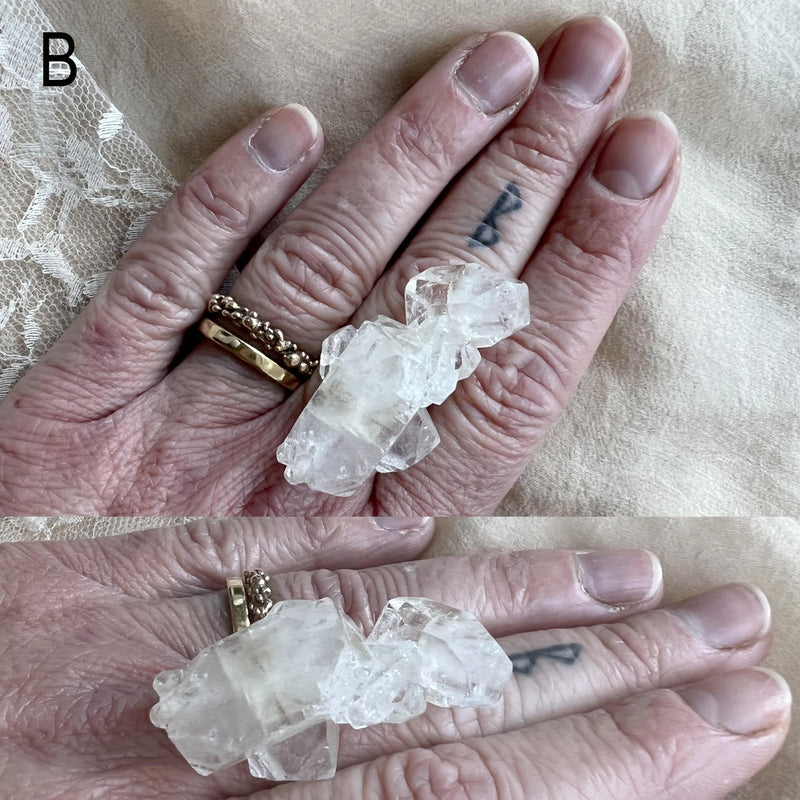 Apophyllite Quartz Ring - One of a kind Statement