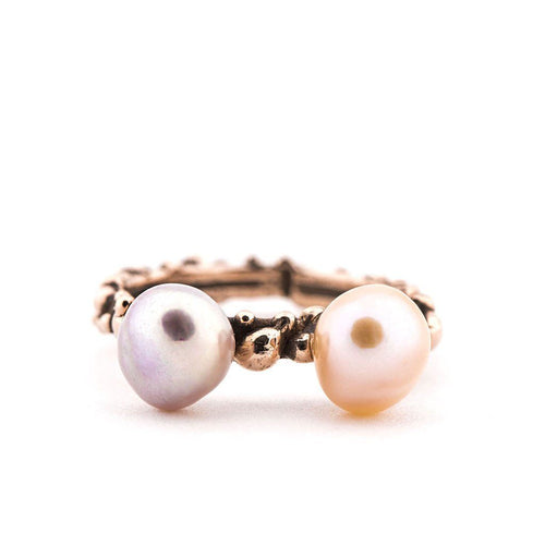 Stackable Band Ring with Freshwater Pearls - one of a kind - Giardinoblu Jewellery Milan