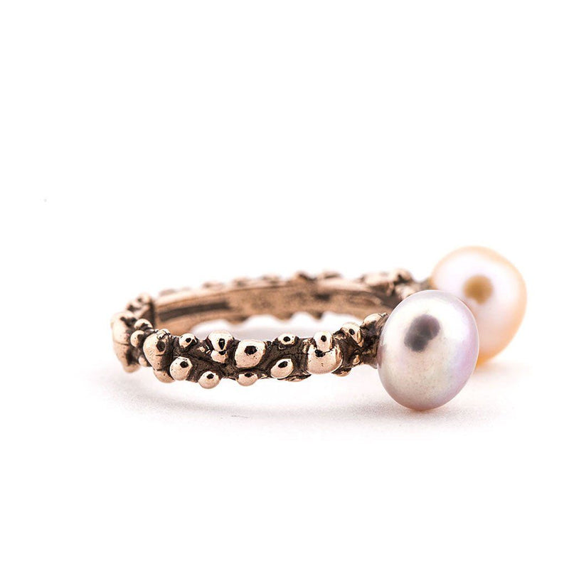 Stackable Band Ring with Freshwater Pearls - one of a kind - Giardinoblu Jewellery Milan