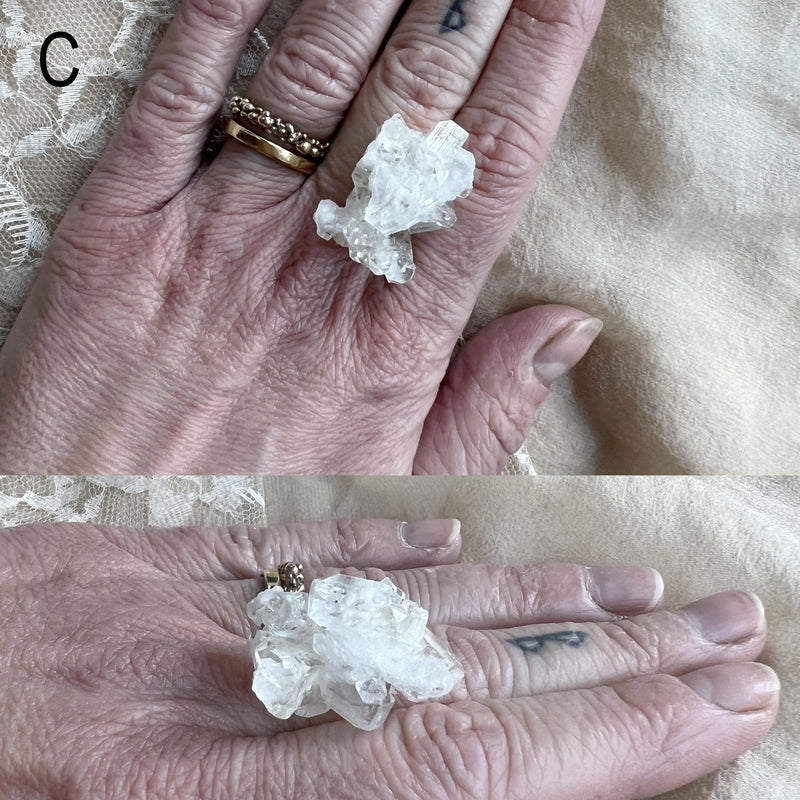Apophyllite Quartz Ring - One of a kind Statement