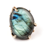 Spectrolite Labradorite Ring - One of a kind Statement - Giardinoblu Jewellery Milan