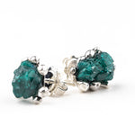 Dioptase Sterling Silver Earrings - One of a Kind
